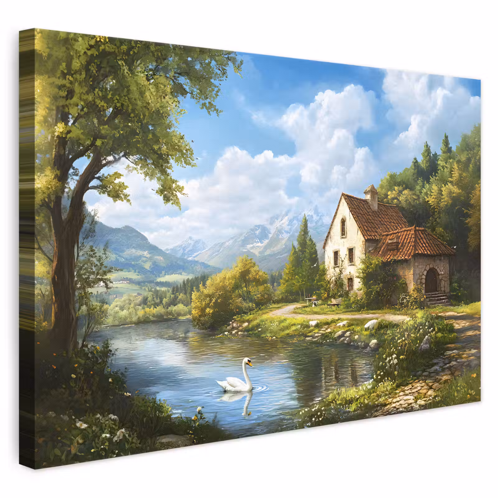 Canvas schilderij - Zwaan - Bomen - Rust — 1