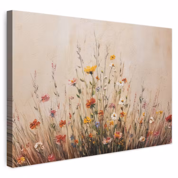 Canvas schilderij - Wilde bloemen - Penseelstreken - Rustgevend — 1
