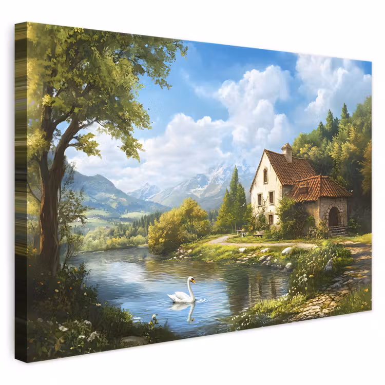 Canvas schilderij - Zwaan - Bomen - Rust — 1