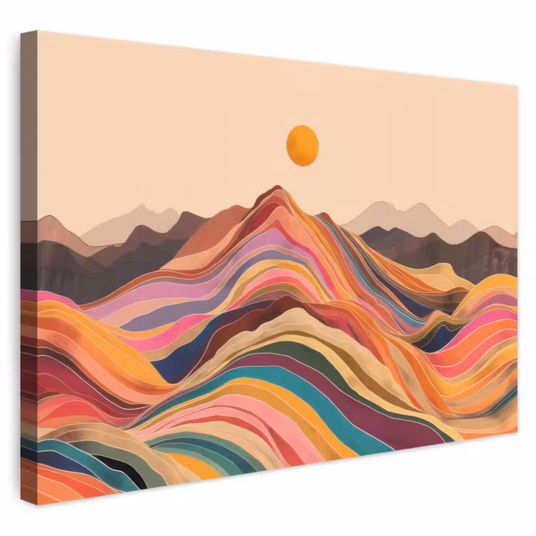 Canvas schilderij - Zon - Kleurrijk landschap - Bergen — 1