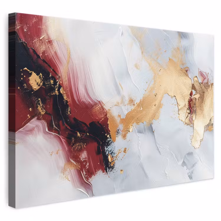 Canvas schilderij - Rood - Abstract - Goud - Modern — 1