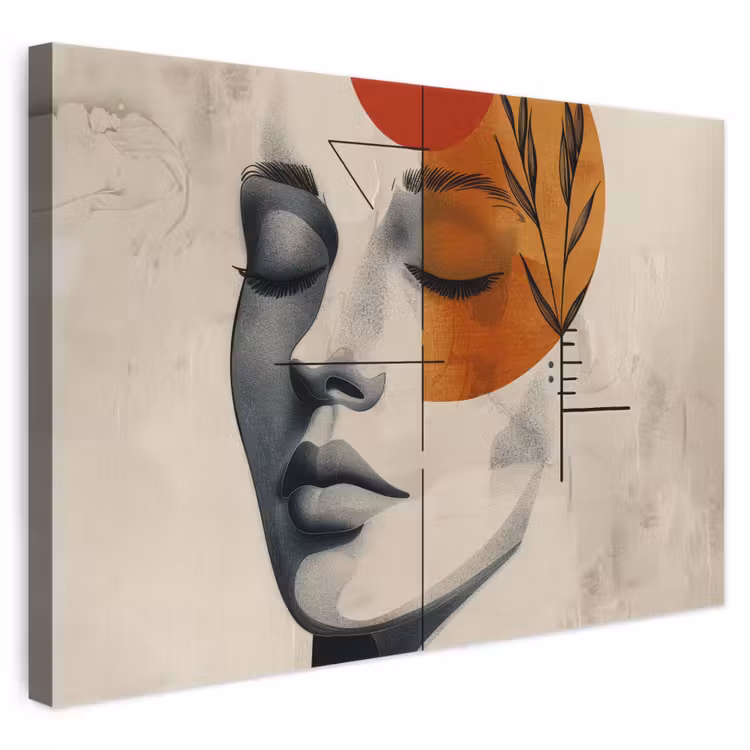 Canvas schilderij - Vrouw - Botanisch - Oranje - Kunst - Modern — 1