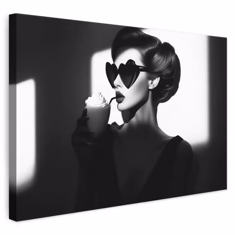 Canvas schilderij - Vrouw - Zwart - Hart — 1