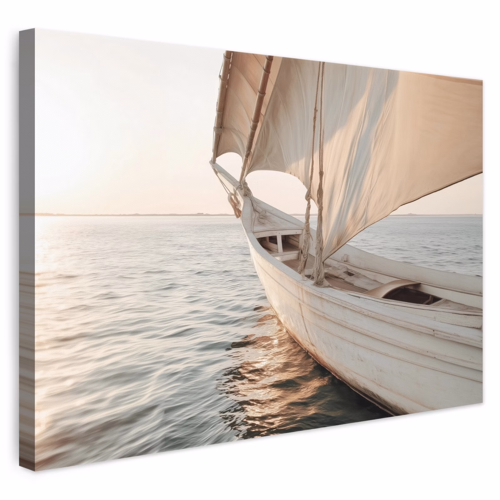 Canvas schilderij - Zeilboot - Zee - Beige - Zon — 1