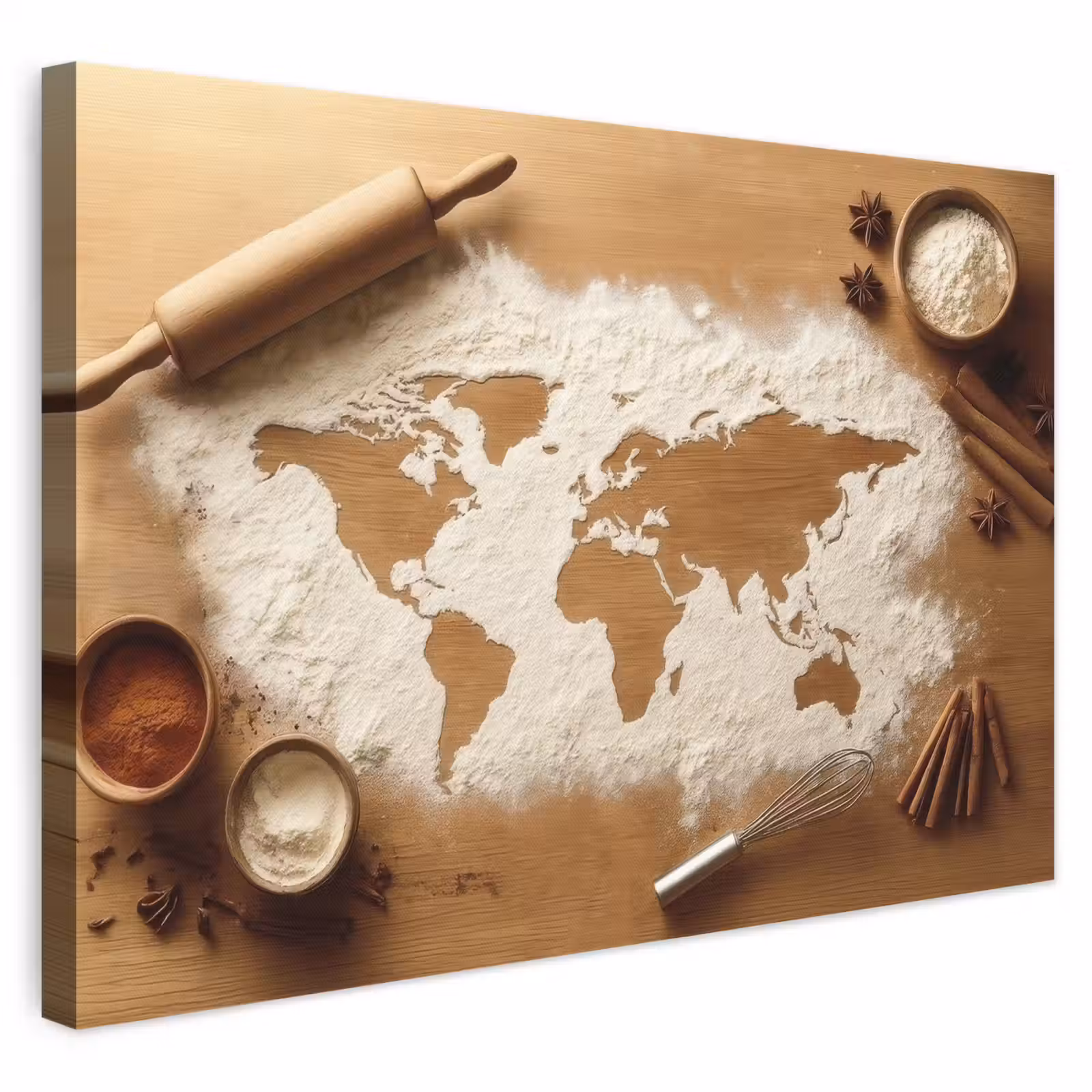 Canvas schilderij - Hout - Wereldkaart - Bakken - Keuken — 1