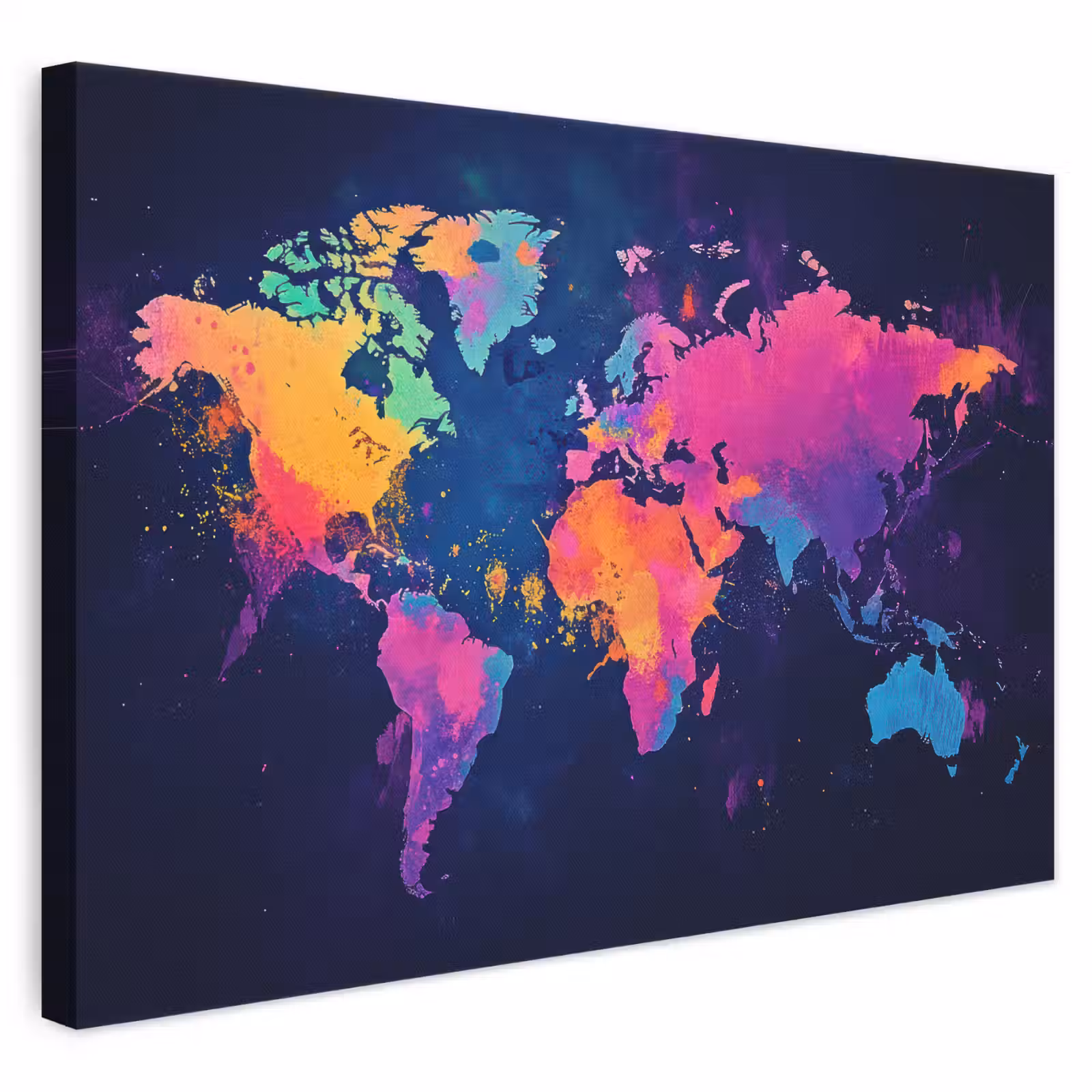 Canvas schilderij - Wereldkaart - Kleurrijk - Graffiti — 1