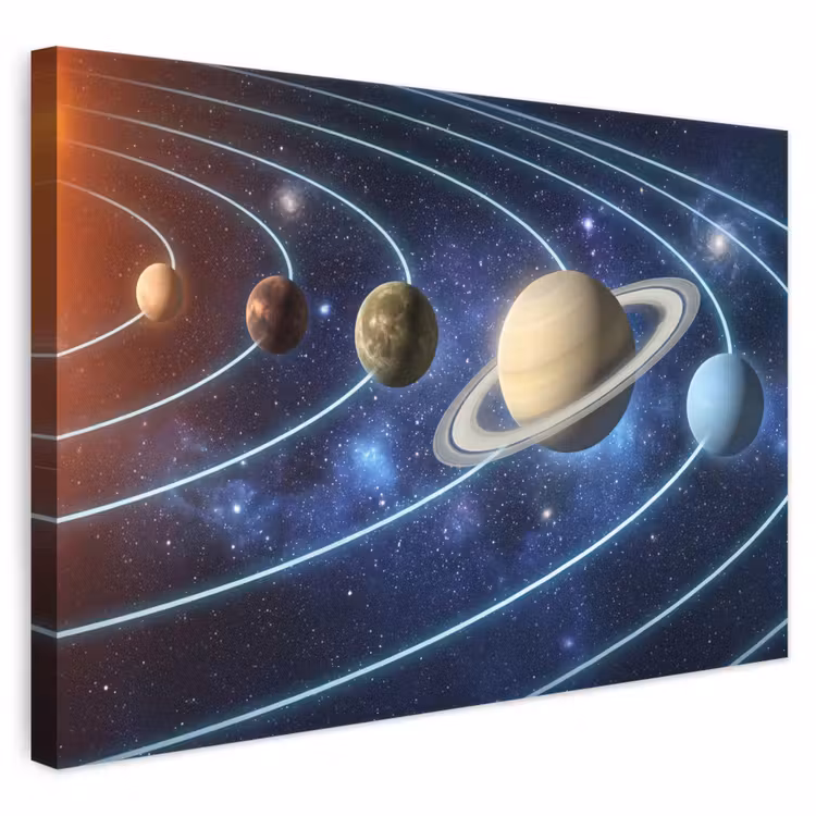 Canvas schilderij - Ruimte - Zonnestelsel - Blauw — 1