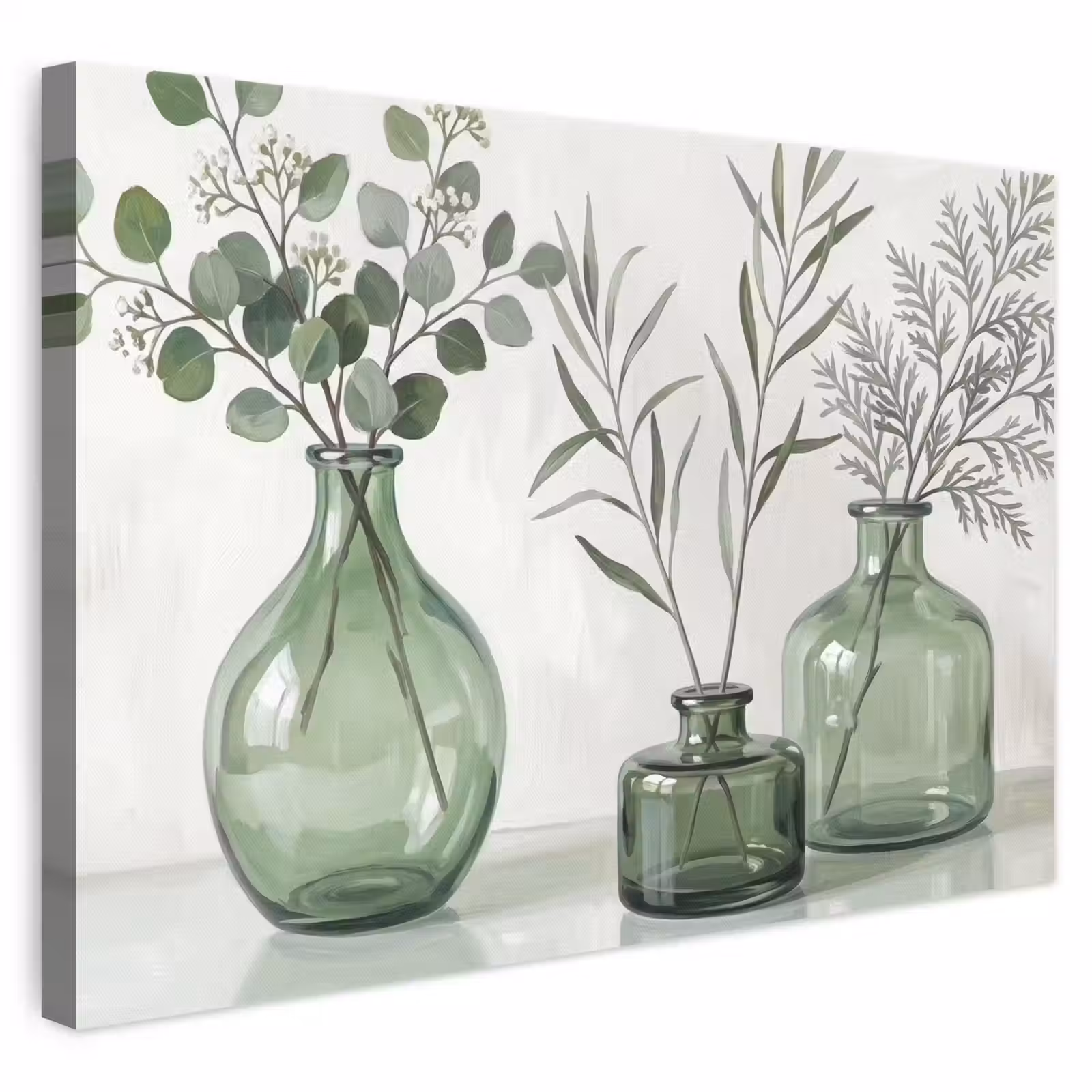 Canvas schilderij - Vazen - Bladeren - Groen — 1