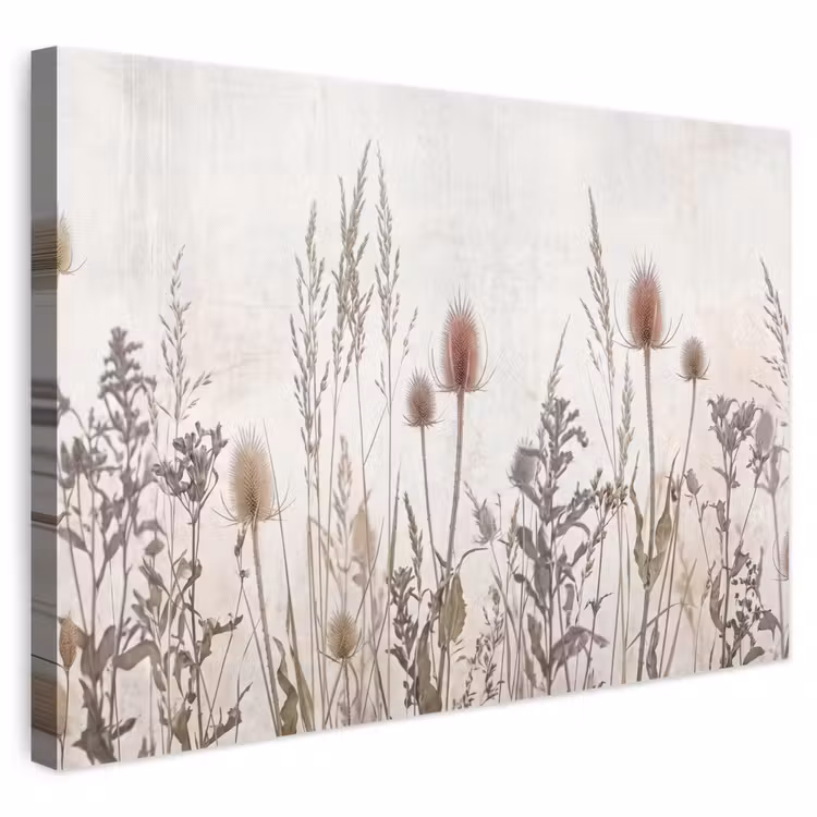 Canvas schilderij - Weidebloemen - Design - Sepia