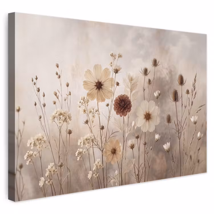 Canvas schilderij - Wilde bloemen - Botanisch - Vintage - Natuur - Rustiek