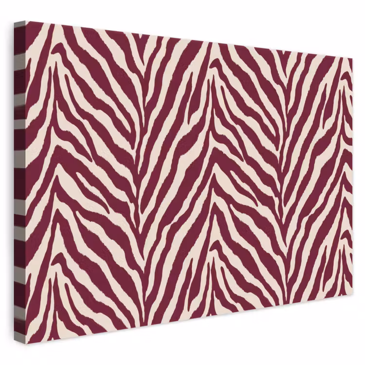Canvas schilderij - Zebra - Motief - Bordeaux - Rood