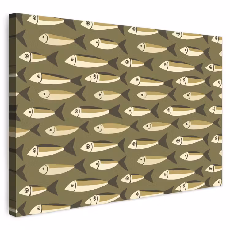 Canvas schilderij - Vis - Patroon - Groen