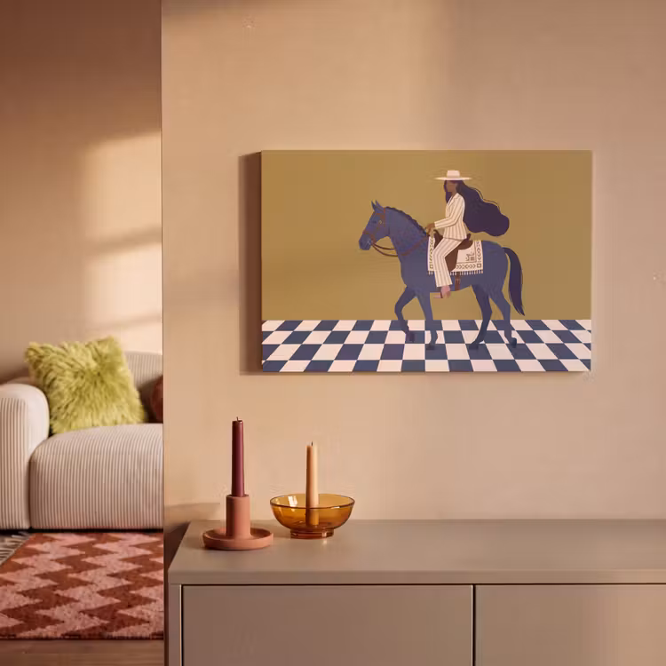 Canvas schilderij - Vrouw - Paard - Rijden - Modern - Abstract — 2
