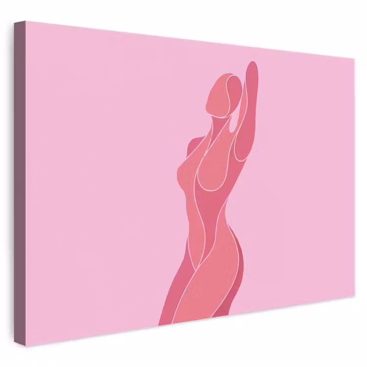 Canvas schilderij - Abstracte Vrouwelijke Figuur Roze