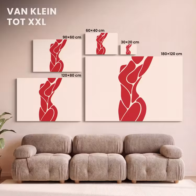 Canvas schilderij - Abstracte Vrouw Silhouet Rood — 8