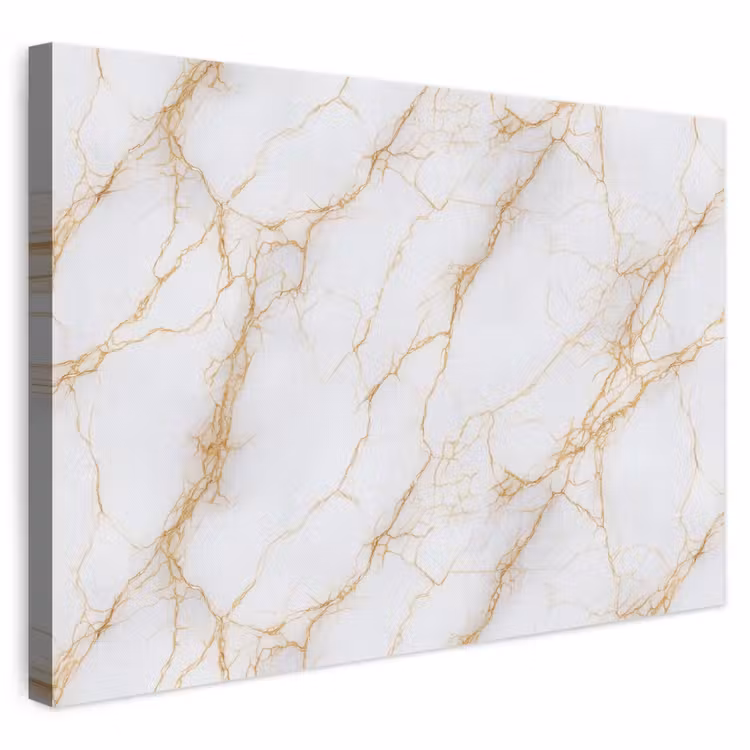 Canvas schilderij - Wit - Goud - Marmer - Aders