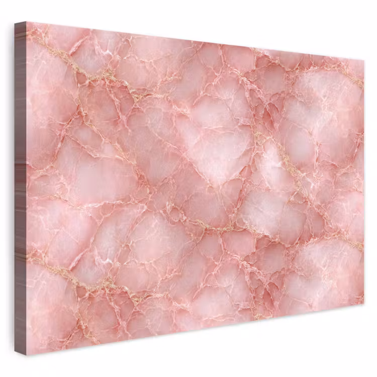 Canvas schilderij - Roze - Kwarts - Goud - Marmer