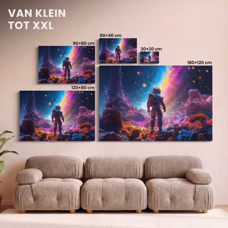 Canvas schilderij - Ruimte - Astronaut - Neon - Sterren — 8