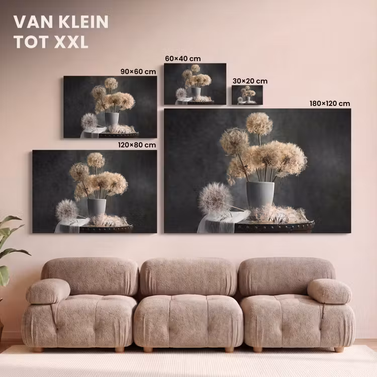Canvas schilderij - Bloemzaden - Paardenbloem- Vaas - Stilleven - Boeket — 8