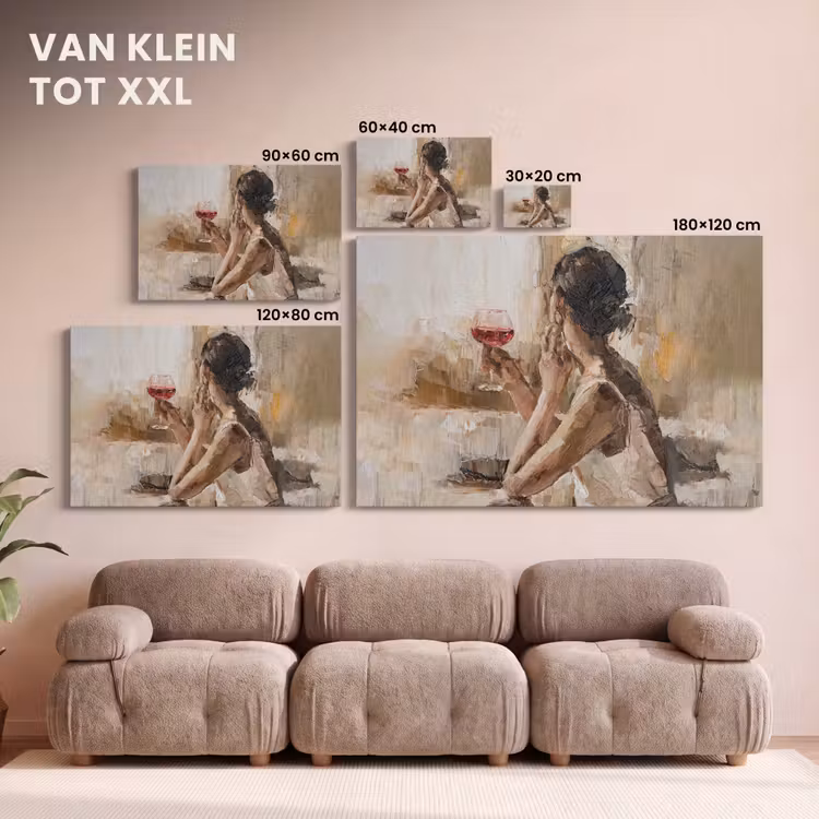 Canvas schilderij - Schilderij - Olieverf - Vrouw - Wijn — 8