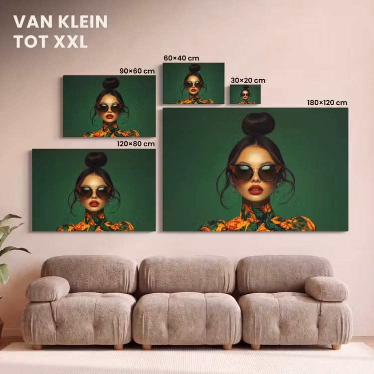 Canvas schilderij - Vrouw - Groen - Modern - Bril - Abstract — 8