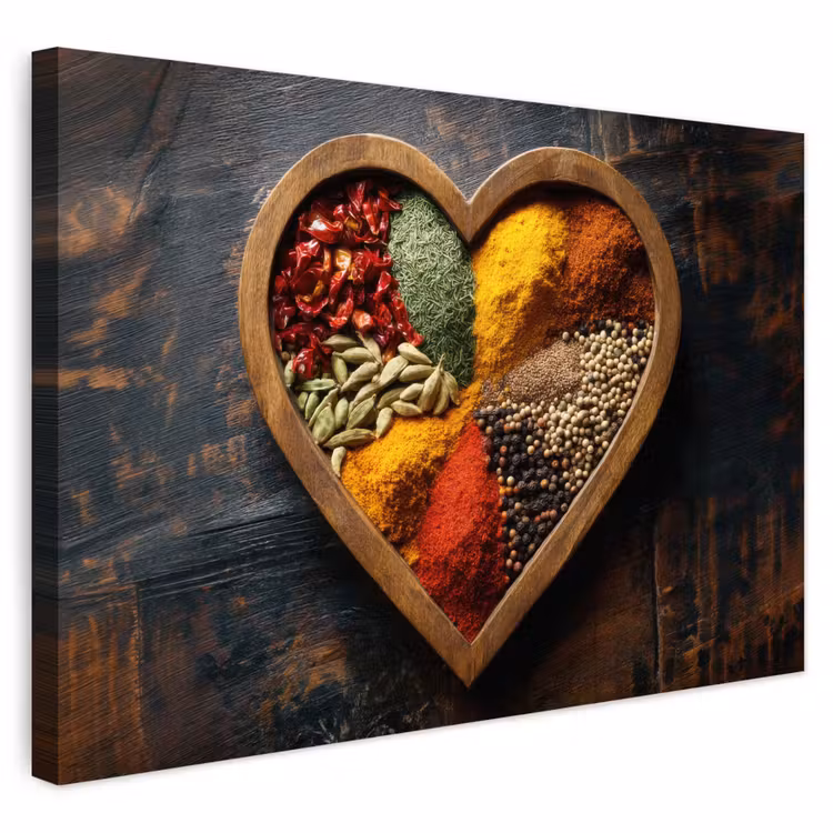 Buiten canvas - Houten - Hart - Kleurrijke - Specerijen
