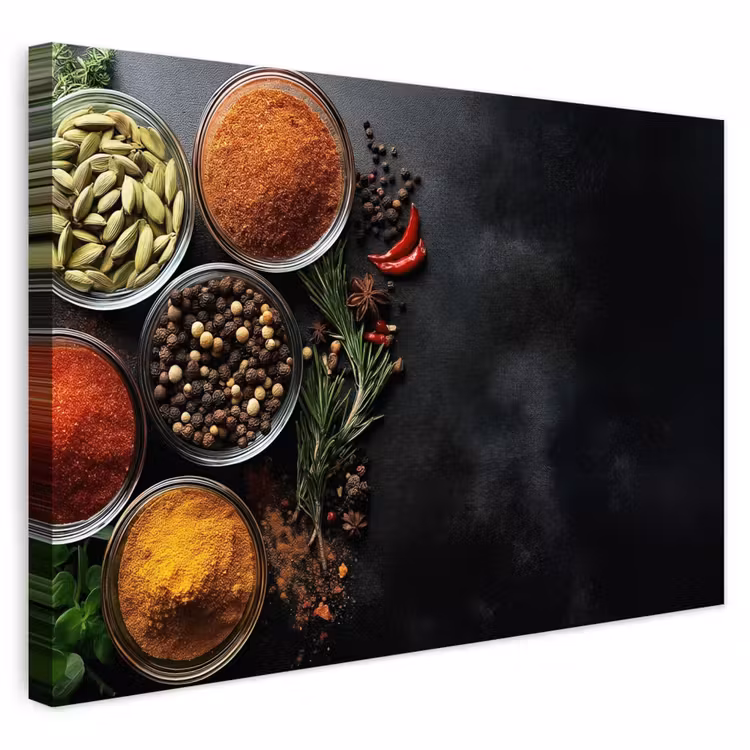 Buiten canvas - Glazen - Bakjes - Blaadjes - Kruiden