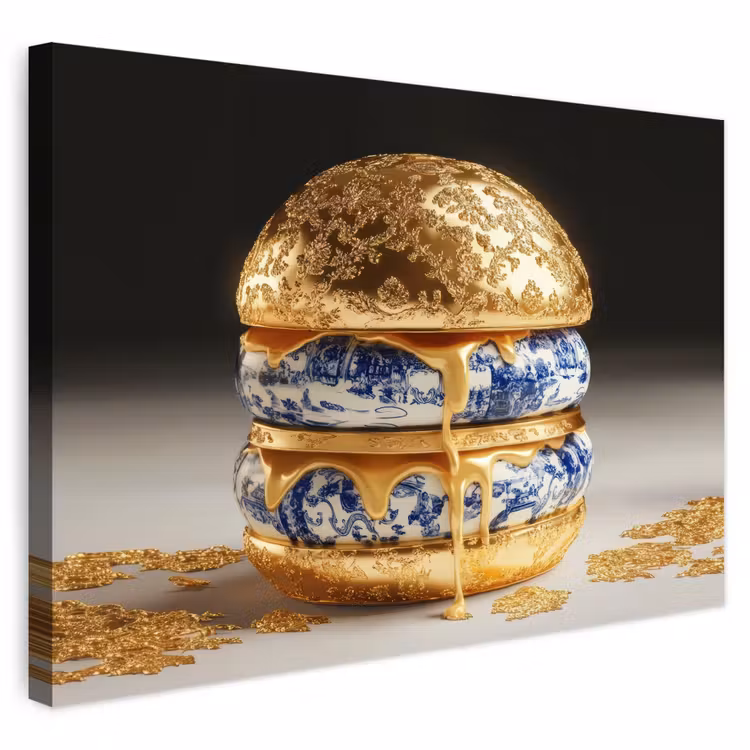 Buiten canvas - Delftsblauw - Goud - Burger