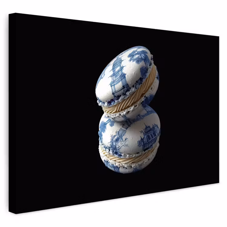 Buiten canvas - Eten - Macarons - Delfts blauw - Koekjes