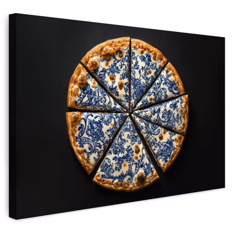 Buiten canvas - Pizza - Eten - Delftsblauw