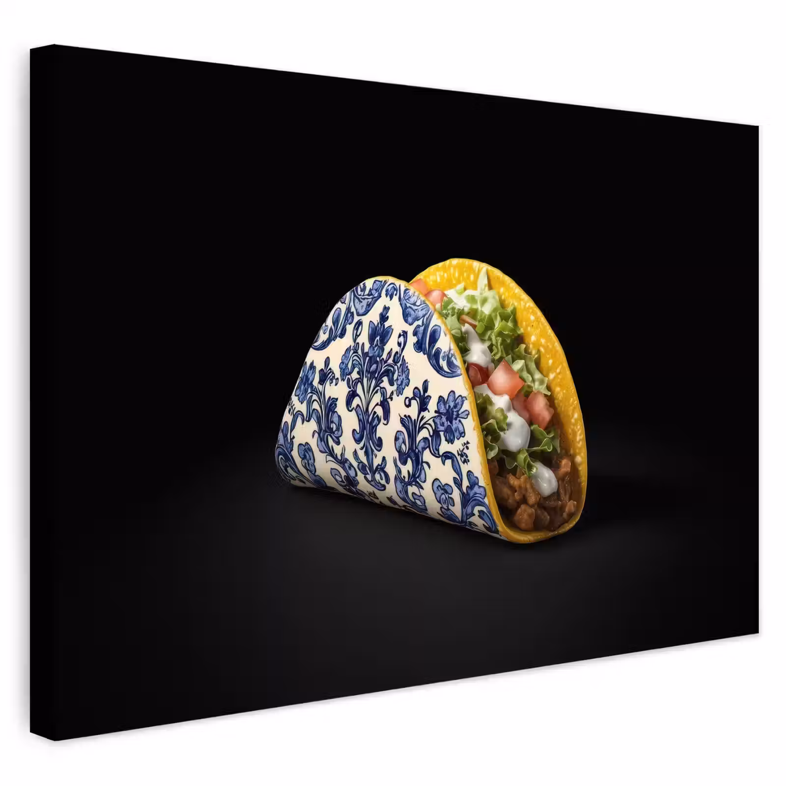 Buiten canvas - Taco - Vlees - Salade - Delftsblauw - Motief — 1