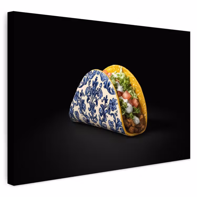 Buiten canvas - Taco - Vlees - Salade - Delftsblauw - Motief