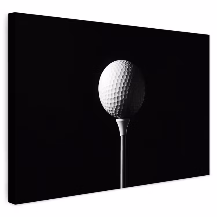 Buiten canvas - Golfbal op Tee Zwart Wit