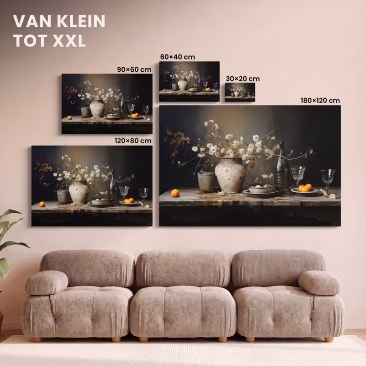 Canvas schilderij - Stilleven - Bloemen - Boeket - Vaas - Wijn — 8