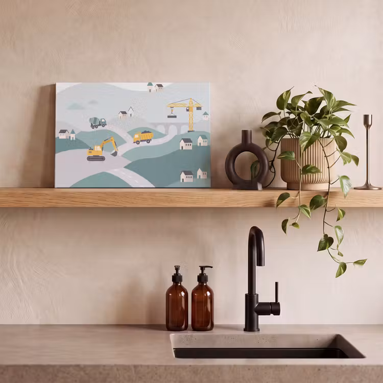 Canvas schilderij - Bouw - Landschap - Illustratie — 4