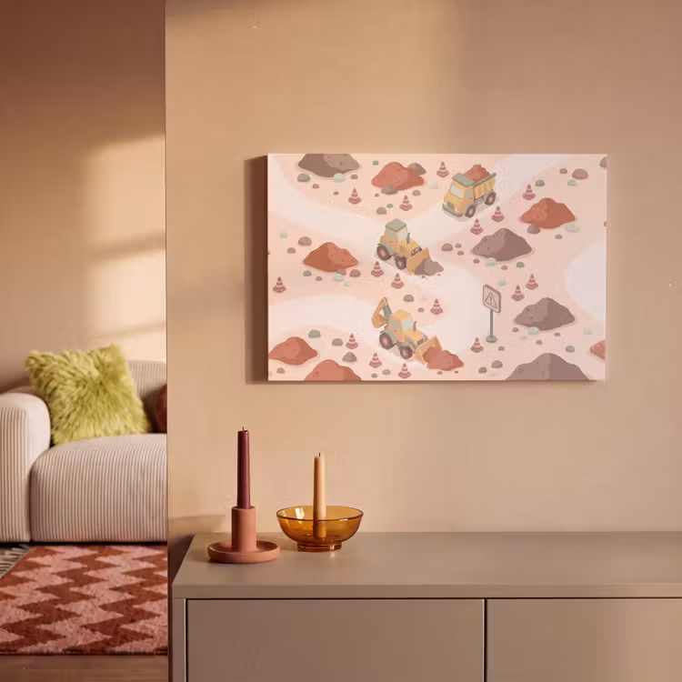 Canvas schilderij - Bouwplaats - Voertuig - Illustratie — 2