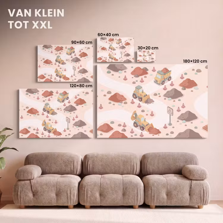 Canvas schilderij - Bouwplaats - Voertuig - Illustratie — 8