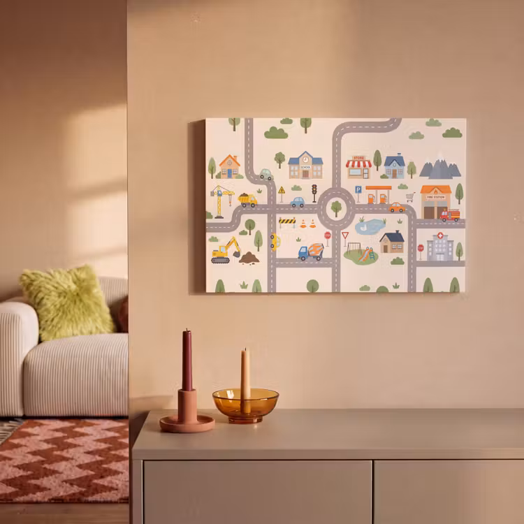 Canvas schilderij - Stad - Wegen - Illustratie — 2