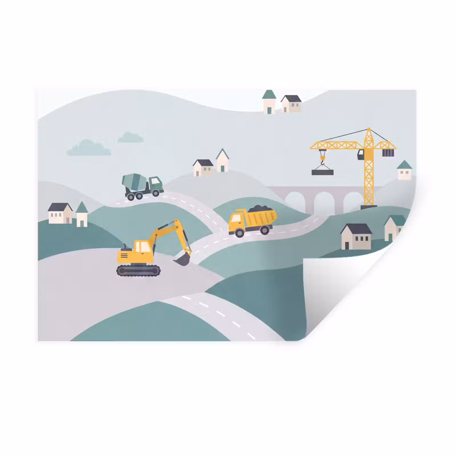Muursticker - Bouw - Landschap - Illustratie — 1
