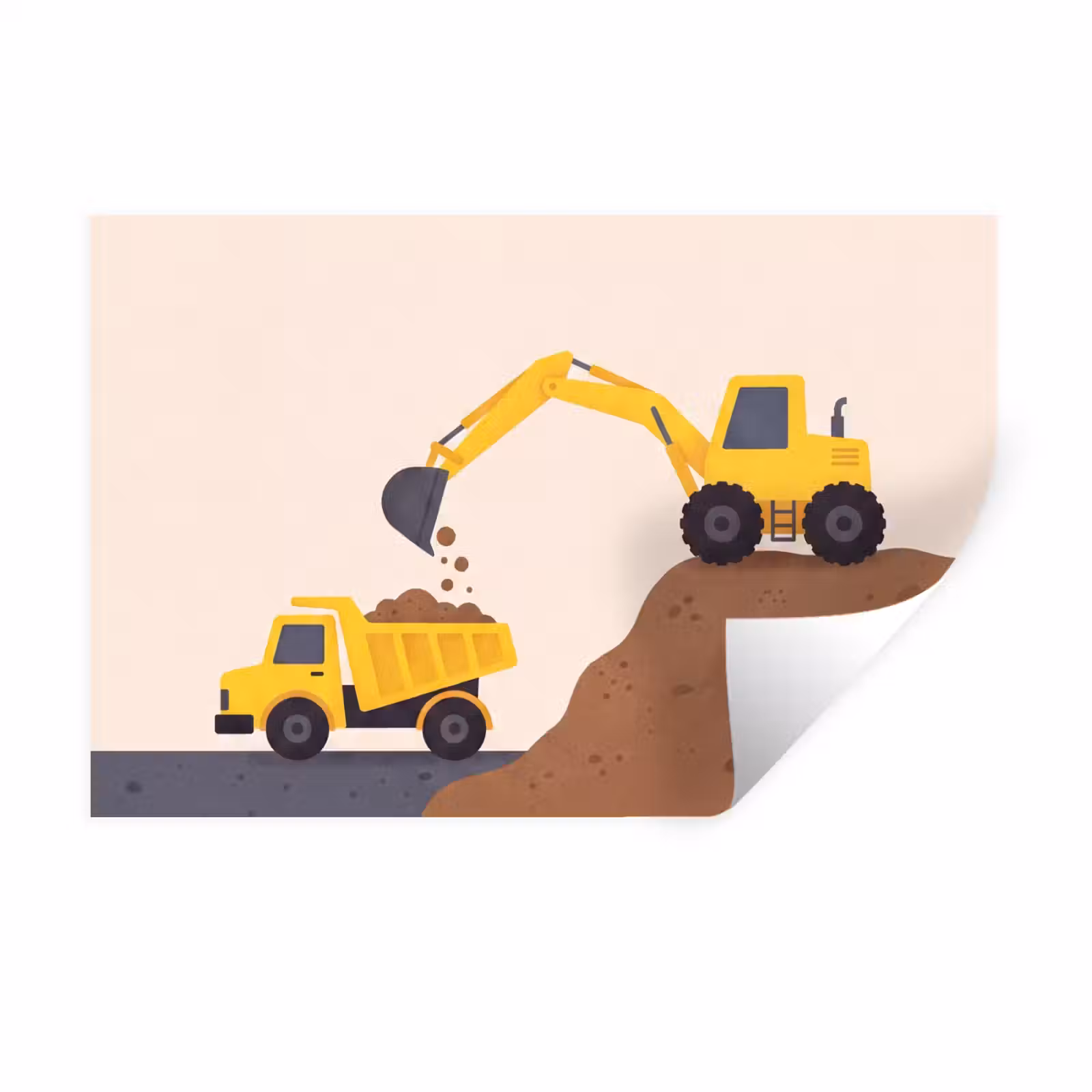 Muursticker - Graafmachine - Bouw - Geel — 1