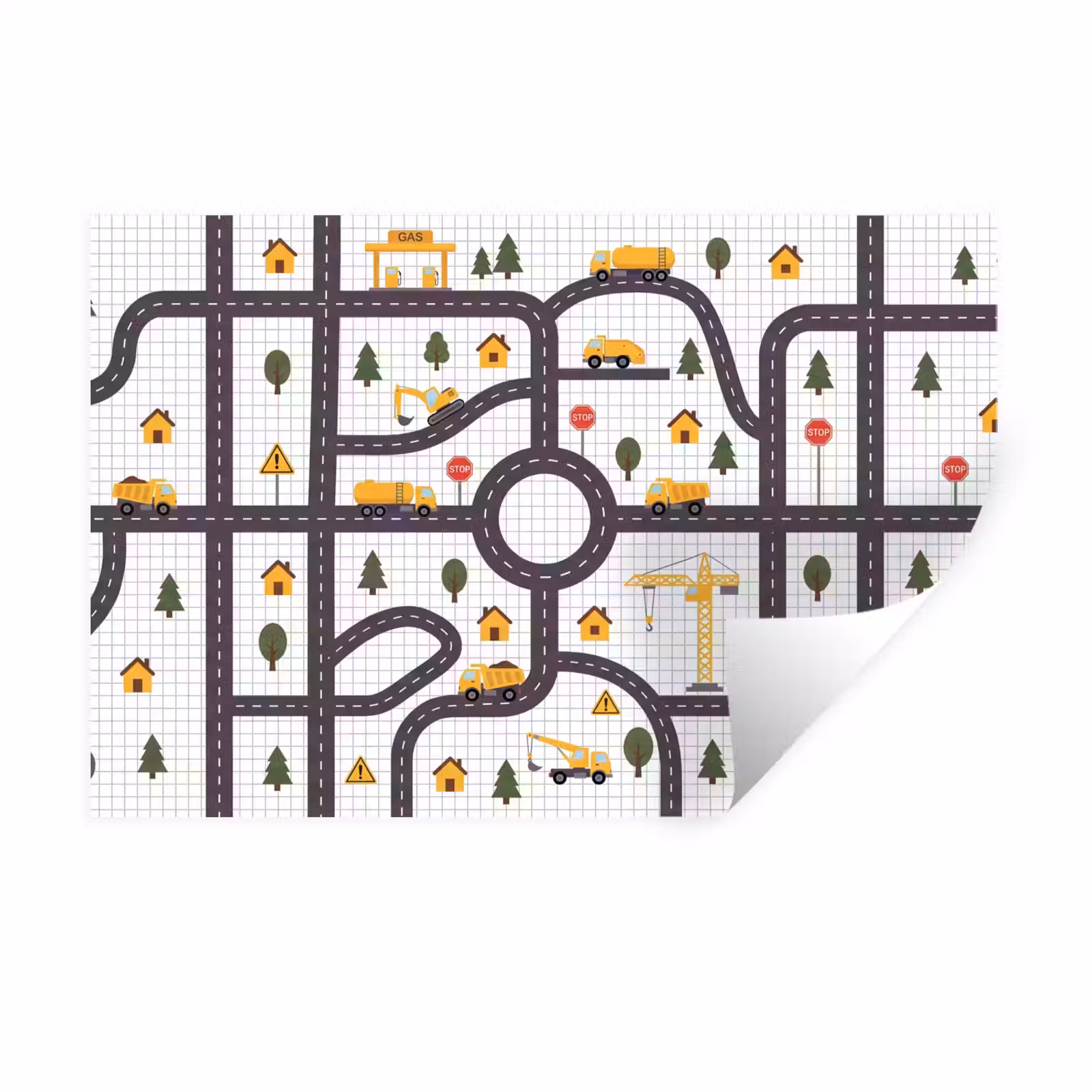 Muursticker - Weg - Voertuig - Illustratie — 1
