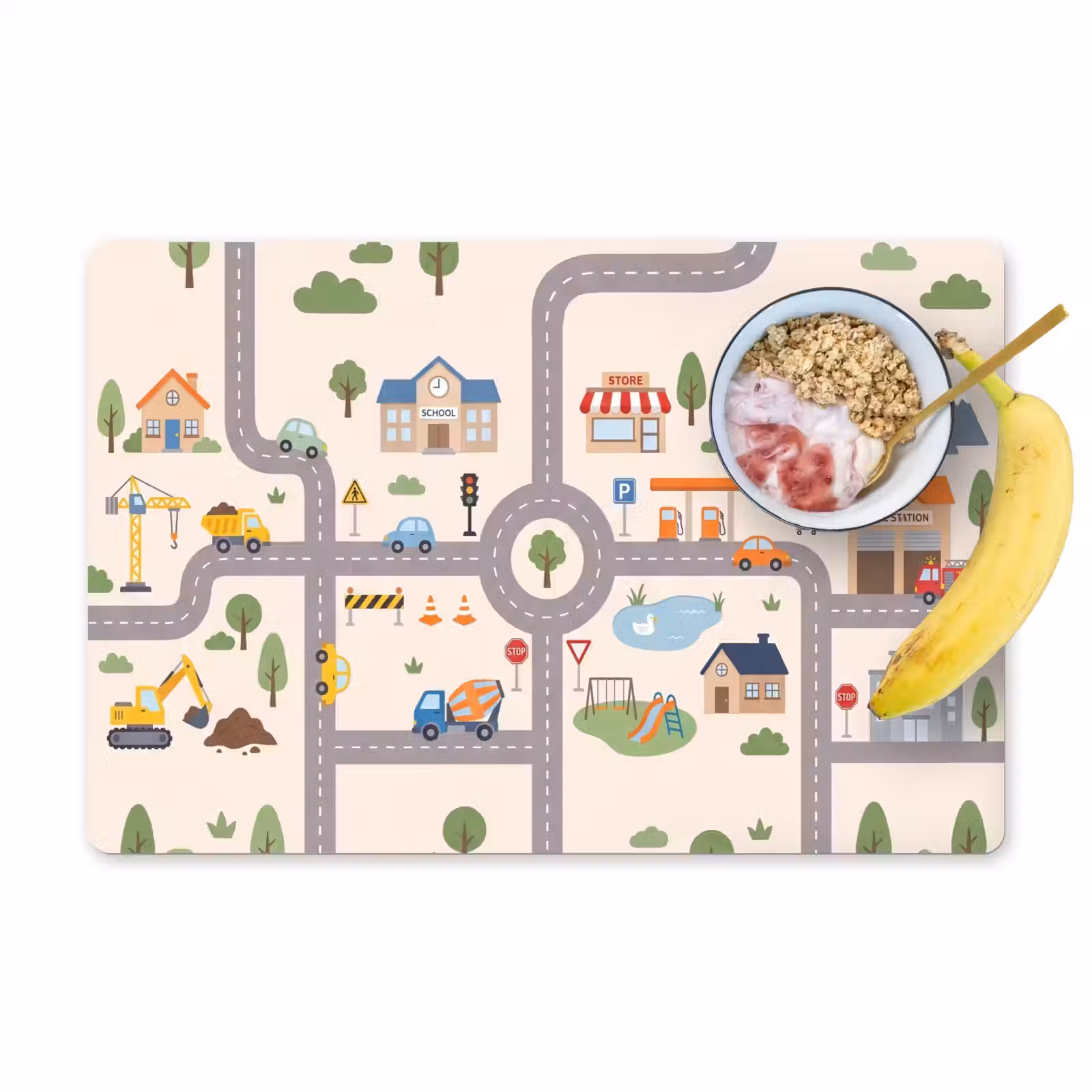 Placemat - 6 stuks - Stad - Wegen - Illustratie — 1