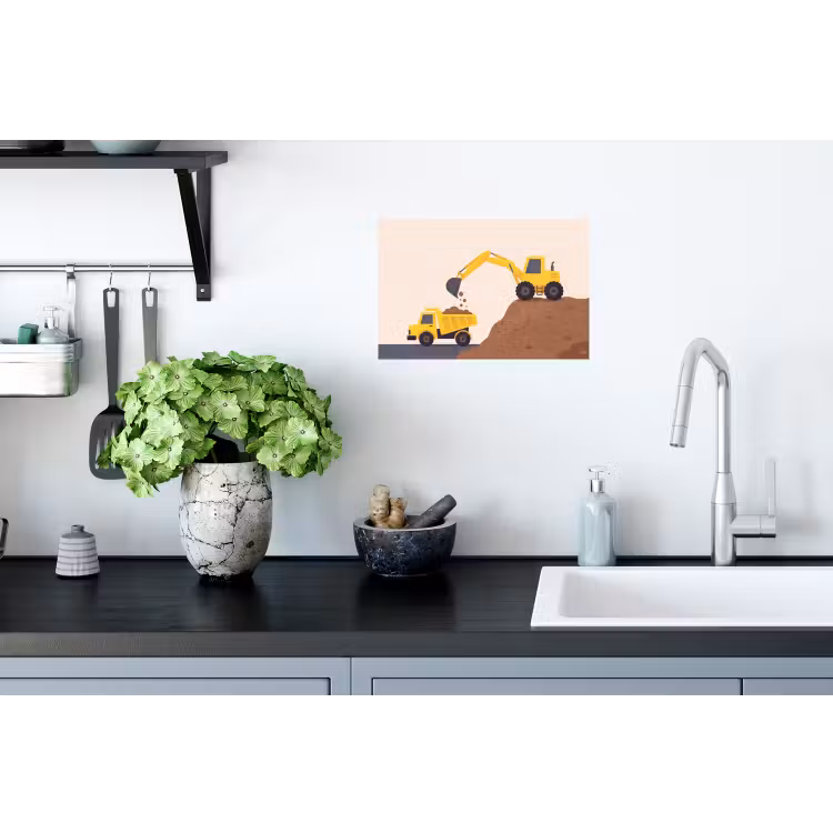 Muursticker - Graafmachine - Bouw - Geel — 2
