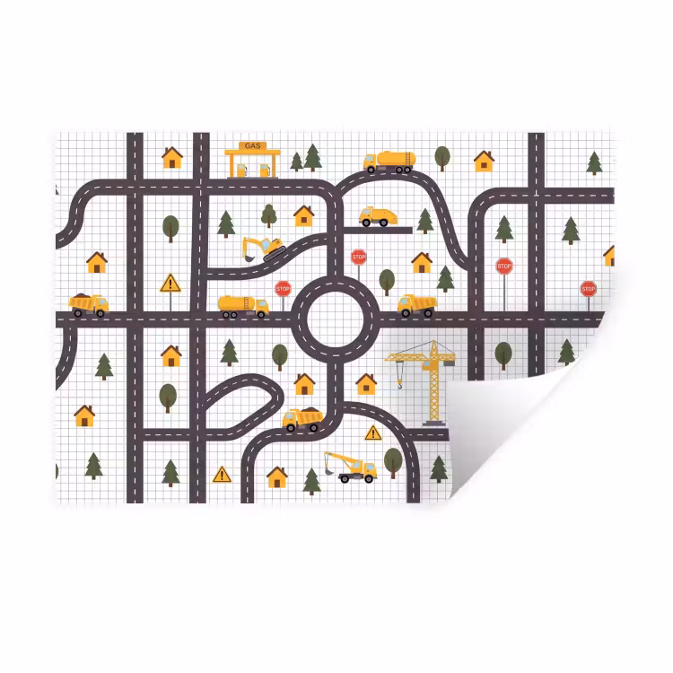 Muursticker - Weg - Voertuig - Illustratie — 1
