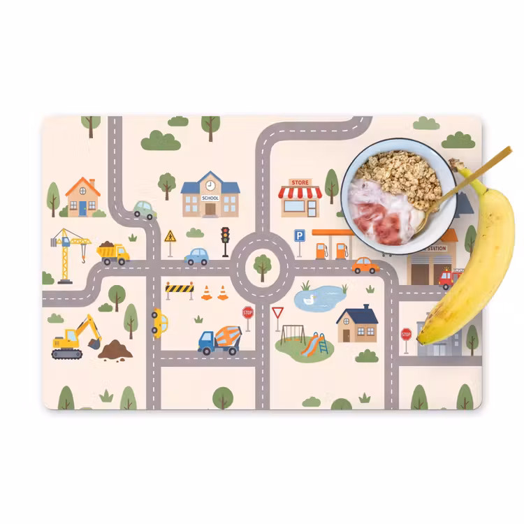 Placemat - 6 stuks - Stad - Wegen - Illustratie — 1