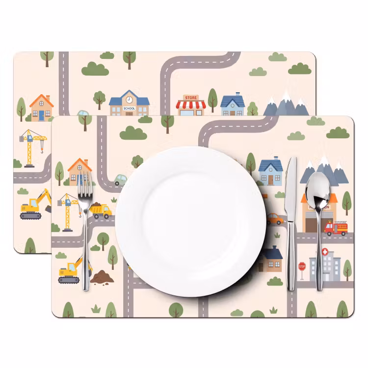 Placemat - 6 stuks - Stad - Wegen - Illustratie — 2