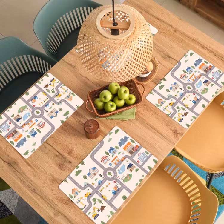 Placemat - 6 stuks - Stad - Wegen - Illustratie — 6