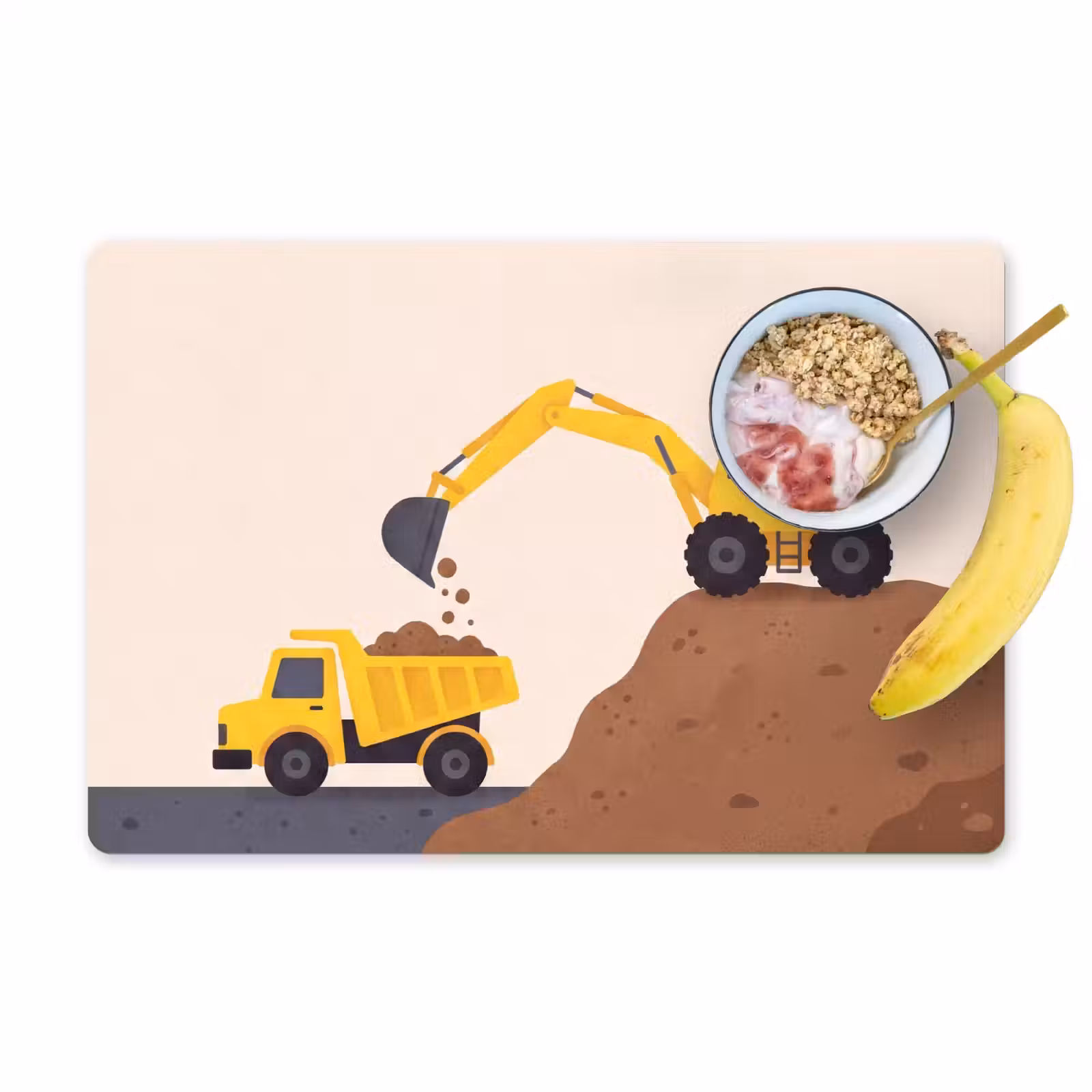 Placemat - 6 stuks - Graafmachine - Bouw - Geel — 1