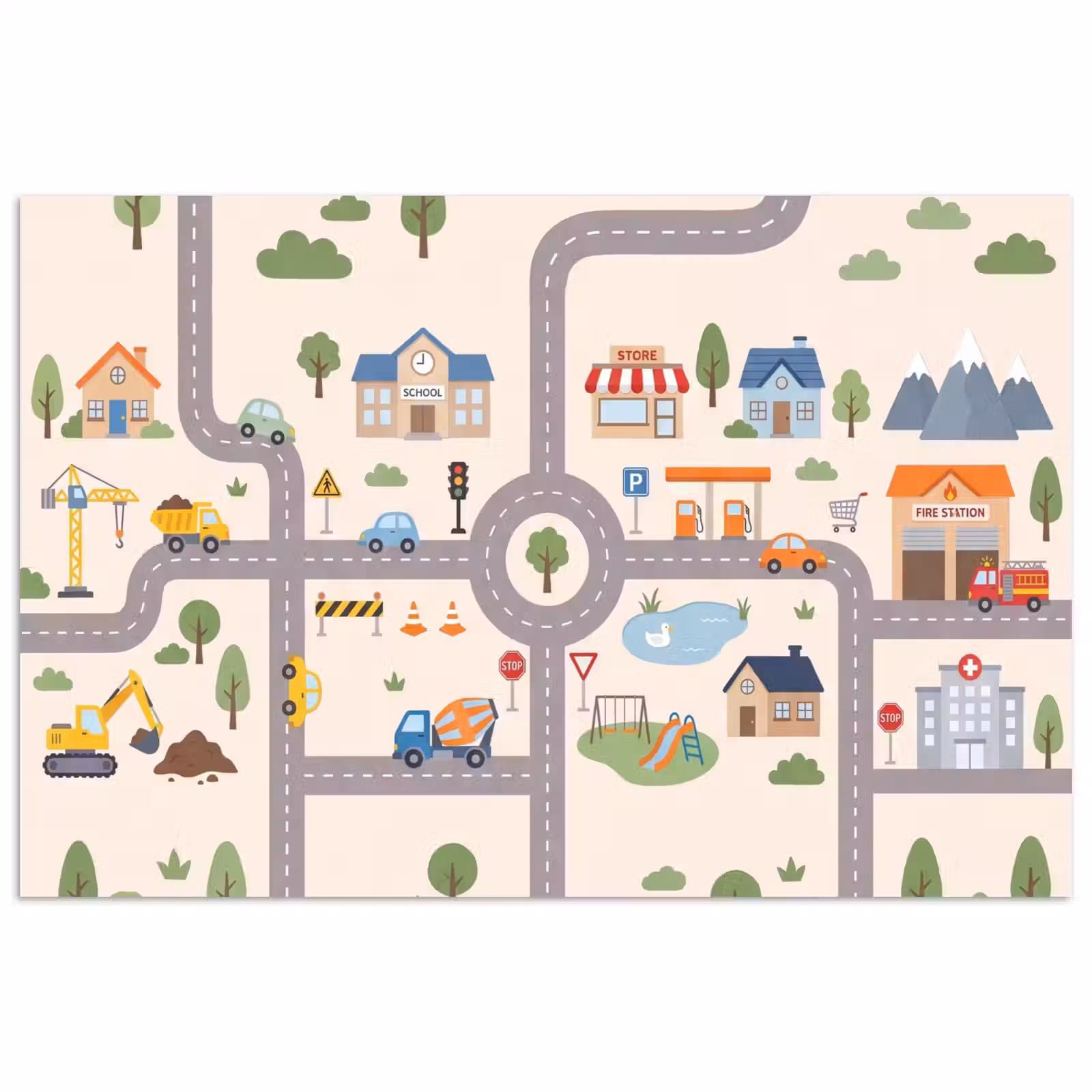 Poster - Stad - Wegen - Illustratie — 1