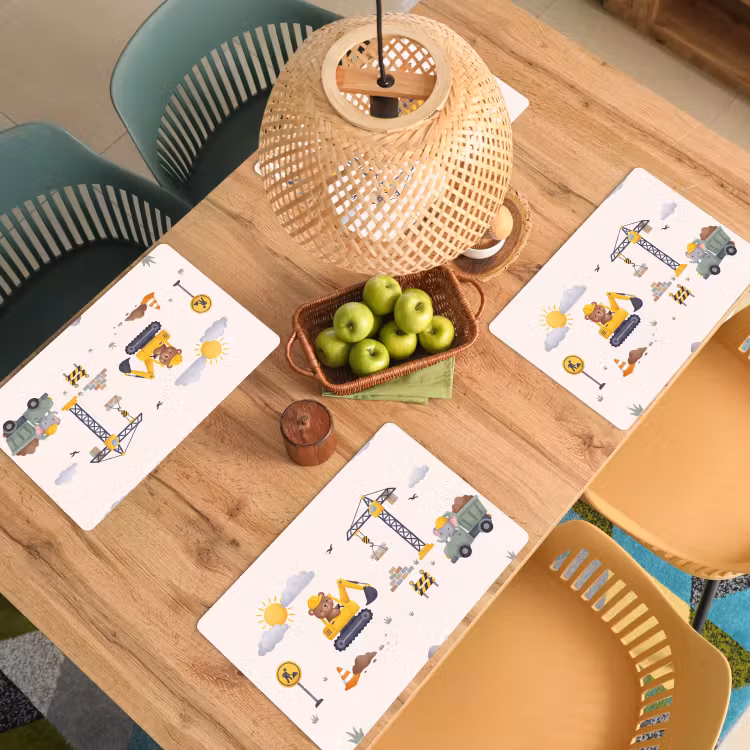 Placemat - 6 stuks - Dieren - Bouw - Illustratie — 6